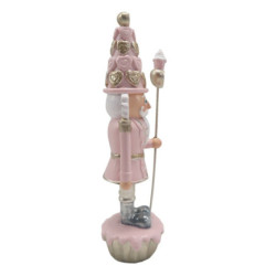 Růžová dekorace socha Louskáček s muffinky - 5*5*16 cm