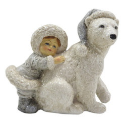 Dekorace děvče objímající medvěda - 11*6*11 cm
