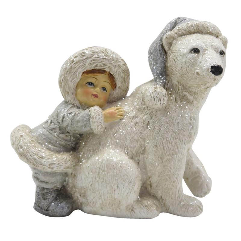 Dekorace děvče objímající medvěda - 11*6*11 cm