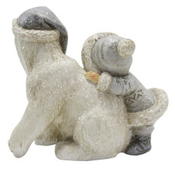 Dekorace děvče objímající medvěda - 11*6*11 cm