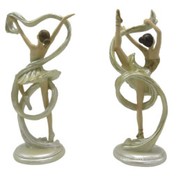 2ks béžová dekorativní socha Ballerina - 9*6*18 cm