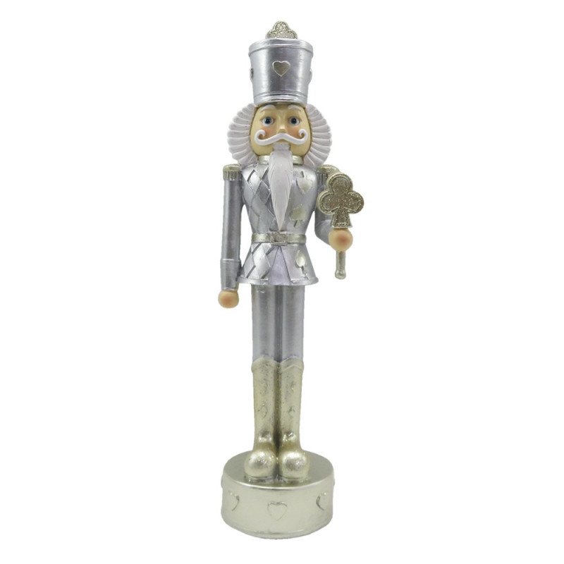 Vánoční stříbrná dekorace Louskáček - 6*6*24 cm