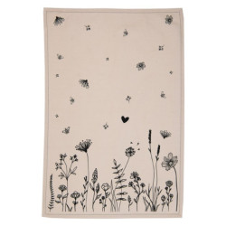 Béžová bavlněná utěrka s květinami Flora And Fauna - 50*70 cm