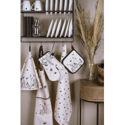 Béžová bavlněná utěrka s květinami Flora And Fauna - 50*70 cm