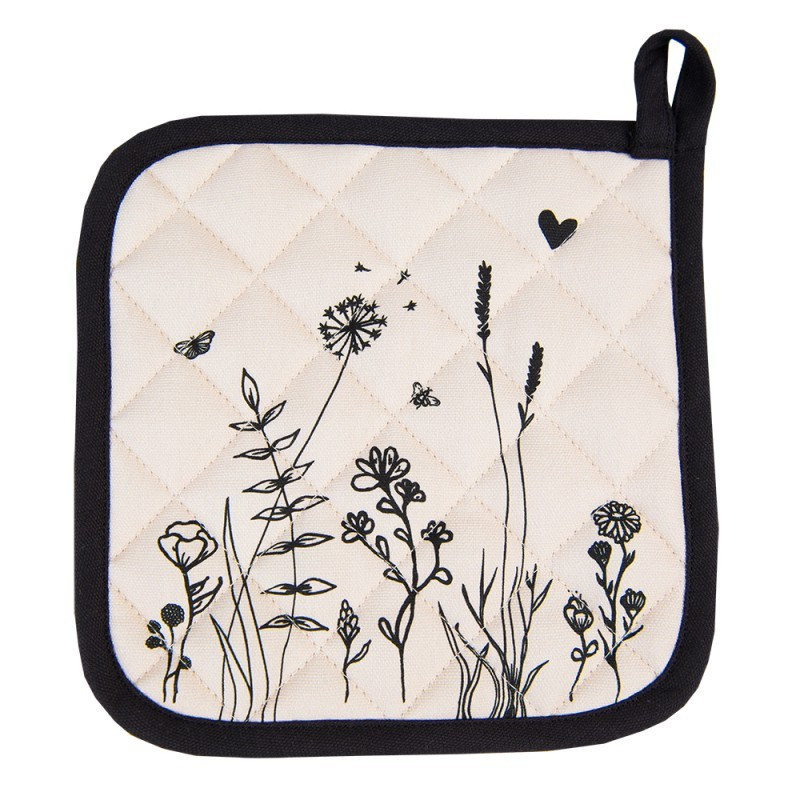 Béžová chňapka - podložka s květinami Flora And Fauna - 20*20 cm