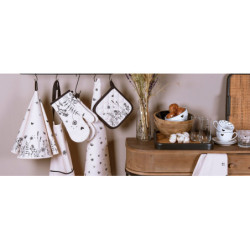 Béžová bavlněná chňapka s květinami Flora And Fauna - 18*30 cm