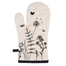 Béžová bavlněná chňapka s květinami Flora And Fauna - 18*30 cm