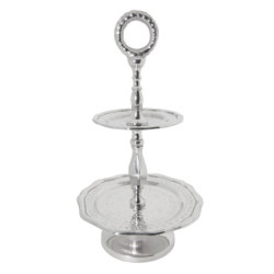 Kovový etažér Shiny Silver -   Ø 16*29 cm