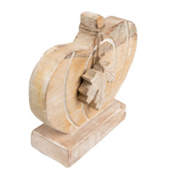 Hnědá dřevěná dekorace Dýně na podstavci - 29*6*22 cm