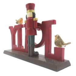 Vánoční dekorace socha Louskáček s nápisem Jolly - 18*4*11 cm