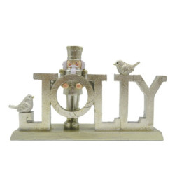Zlatá vánoční dekorace s Louskáčkem a ptáčky Jolly - 18*4*11 cm