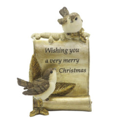 Dekorace soška ptáčci Merry Christmas - 10*5*15 cm