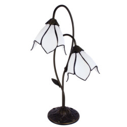 Bílá stolní lampa Tiffany Folwia White - 35*18*61 cm E14/max 2*25W