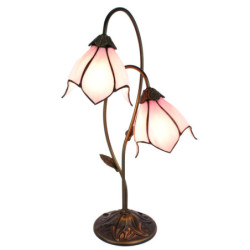 Růžová stolní lampa Tiffany Folwia Pink  - 35*18*61 cm E14/max 2*25W