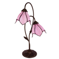 Růžová stolní lampa Tiffany Folwia Pink  - 35*18*61 cm E14/max 2*25W