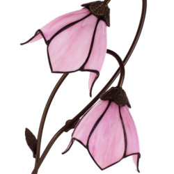 Růžová stolní lampa Tiffany Folwia Pink  - 35*18*61 cm E14/max 2*25W