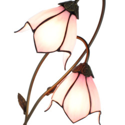 Růžová stolní lampa Tiffany Folwia Pink  - 35*18*61 cm E14/max 2*25W
