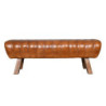Hnědá kožená lavice v podobě gymnastické Cognac - 128*38*47 cm