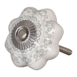 Keramicka úchytka šedý ornament -  Ø 4.5 cm