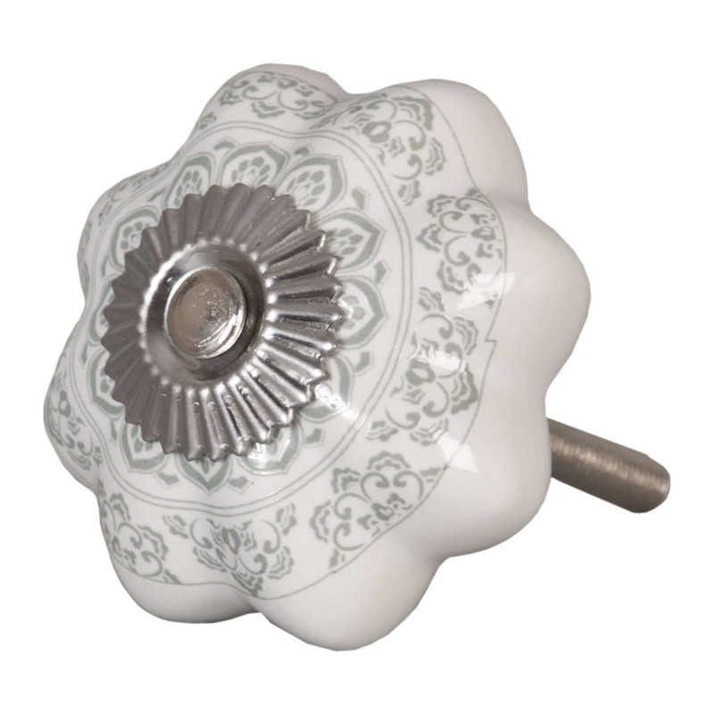 Keramicka úchytka šedý ornament -  Ø 4.5 cm