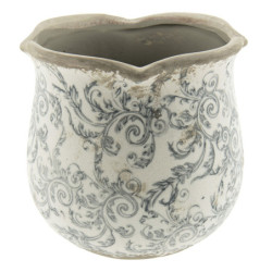 Keramický obal na květináč s ornamenty - Ø 18*17 cm