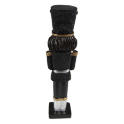 Vánoční černá dekorace socha Louskáček s bubínkem - 5*4*16 cm