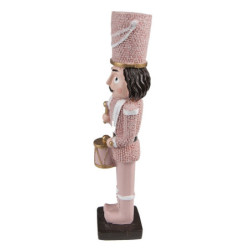 Vánoční dekorace socha Louskáček v růžovém obleku - 5*4*16 cm