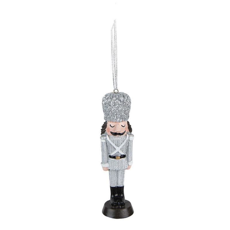 Stříbrná vánoční závěsná ozdoba Louskáček - 4*3*13 cm