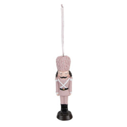 Růžová antik vánoční závěsná dekorace soška Louskáček - 4*3*13 cm