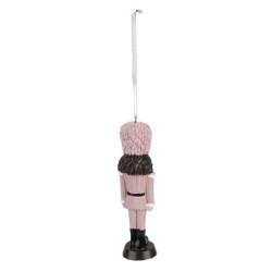 Růžová antik vánoční závěsná dekorace soška Louskáček - 4*3*13 cm