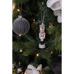 Bílá antik vánoční závěsná dekorace soška Louskáček - 3*3*13 cm