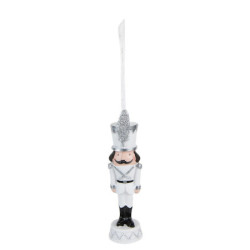 Bílá antik vánoční závěsná dekorace soška Louskáček - 3*3*13 cm
