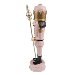 Růžová antik vánoční dekorace soška Louskáček na stráži - 7*7*23 cm