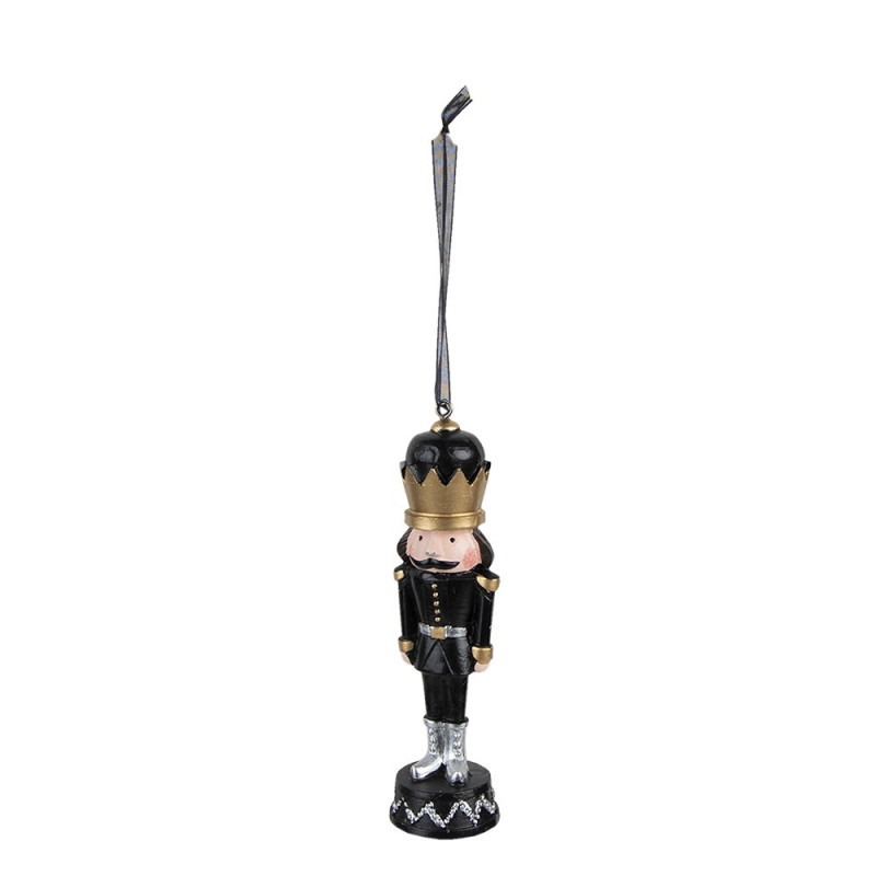 Závěsná dekorace Louskáček v černém obleku - 3*3*12 cm