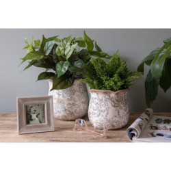 Keramický obal na květináč s ornamenty - Ø 15*14 cm