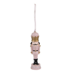 Růžová antik vánoční závěsná dekorace soška Louskáček - 3*3*12 cm