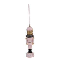 Růžová antik vánoční závěsná dekorace soška Louskáček - 3*3*12 cm