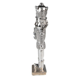 Stříbrná vánoční dekorace Louskáček s dárky - 5*4*19 cm