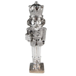 Stříbrná vánoční dekorace Louskáček s dárky  - 5*4*16 cm
