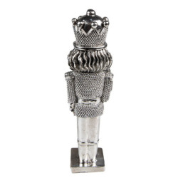 Stříbrná vánoční dekorace Louskáček s dárky  - 5*4*16 cm