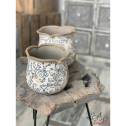 Keramický obal na květináč s ornamenty - Ø 15*14 cm