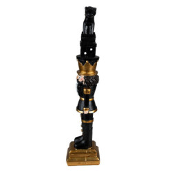 Černá vánoční dekorace Louskáček s koníkem - 6*5*23 cm
