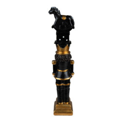 Černá vánoční dekorace Louskáček s koníkem - 6*5*23 cm