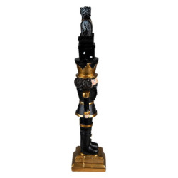 Černá vánoční dekorace Louskáček s koníkem - 6*5*23 cm