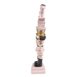 Růžová dekorace Louskáček s houpacím koníkem nad hlavou - 6*5*23 cm