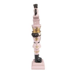 Růžová dekorace Louskáček s houpacím koníkem nad hlavou - 6*5*23 cm