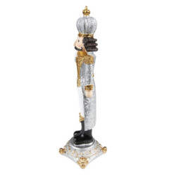 Stříbrná vánoční dekorace Louskáček - 8*8*24 cm