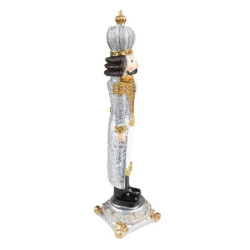 Stříbrná vánoční dekorace Louskáček - 8*8*24 cm