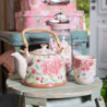 Porcelánová konvička se sítkem a květy - 18*14*12 cm / 0,7L