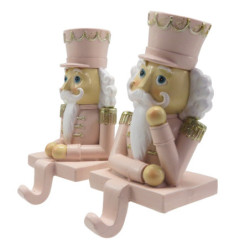 2ks háček na vánoční punčochu Louskáček v růžovém - 7*6*12 cm